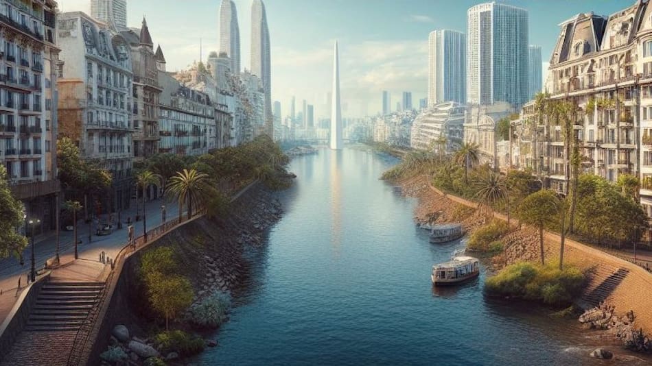 Buenos Aires del futuro según la inteligencia artificial. Foto: X (@roy_).