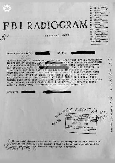 Documentos desclasificados del FBI sobre Hitler en Argentina.