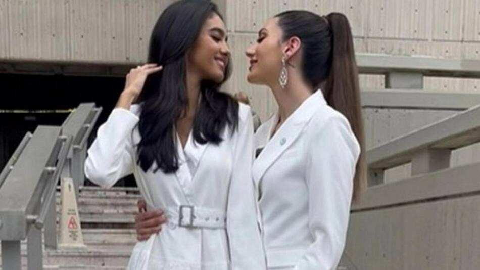 Miss Argentina y Miss Puerto Rico. Foto: NA.