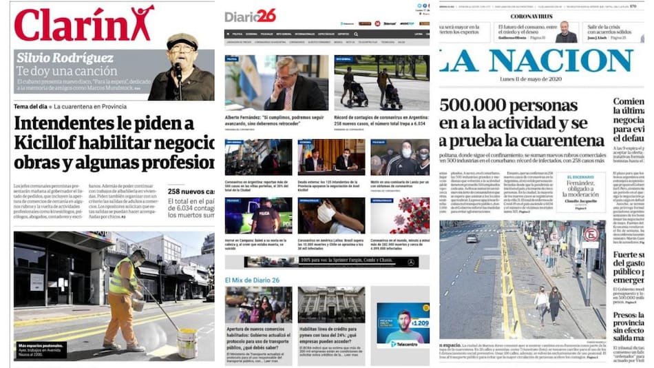 Tapas de diarios, lunes 11 de mayo de 2020