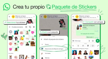 Paso a paso para crear paquetes de Stickers. Fuente: Meta