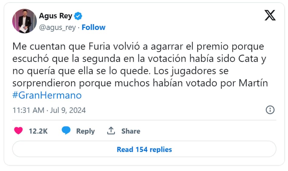 Furia se habría quedado con el premio. Foto: X.