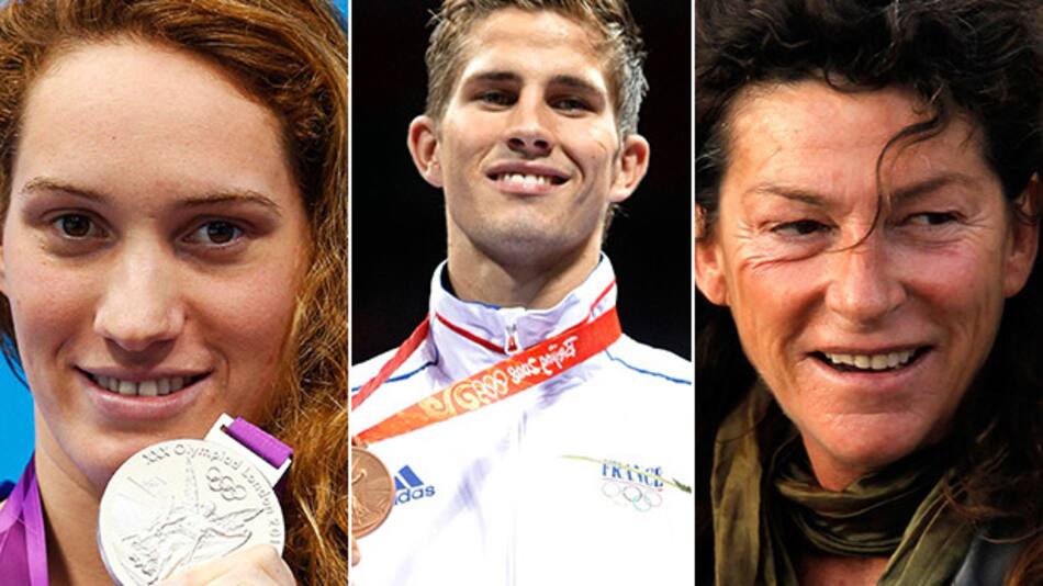 Camille Muffat, Alexis Vastine y Florence Arthaud (Reuters)