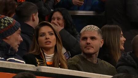 Mauro Icardi y la China Suárez en el clásico entre Galatasaray y Fenerbahçe. Foto: captura SportsCenter.