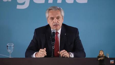 Alberto Fernández durante la presentación del proyecto de Renta Inesperada. Foto: captura video