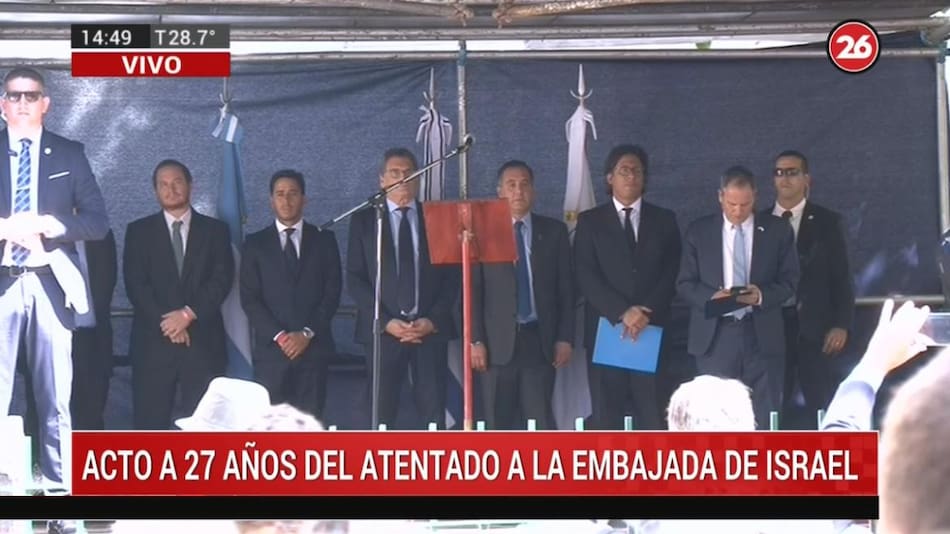 Acto por atentado en embajada de Israel, sirena, Canal 26