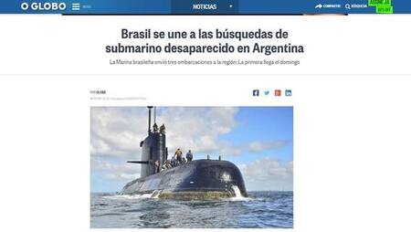 Búsqueda del ARA San Juan en portada de medios del mundo