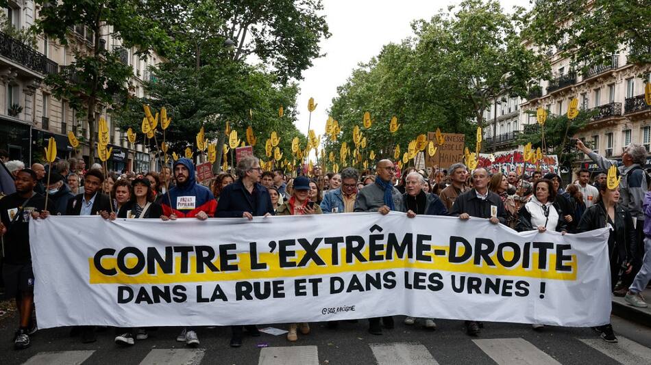 Manifestaciones en Francia contra la extrema derecha. Foto: Reuters.