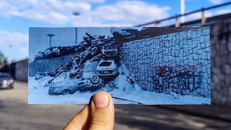 Reconstruyó con fotos las escenas de El Eternauta. Foto: Instagram/gonzazegarra