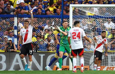 River pide mano de Milton Giménez en el agónico empate de Boca en el Superclásico. Foto: Reuters