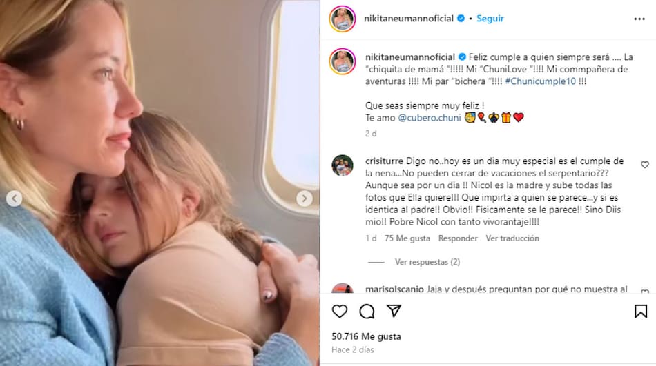 El tierno posteo de Nicole Neumann por el cumpleaños de su hija Sienna. Foto: Captura de pantalla.