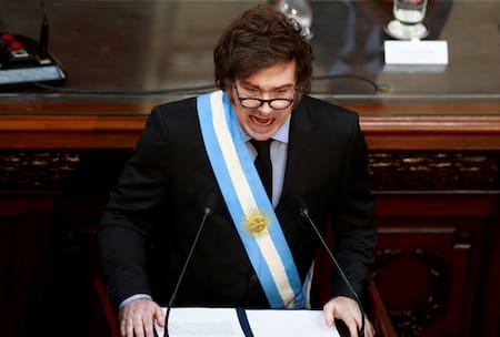 Javier Milei, apertura de sesiones ordinarias en el Congreso. Foto: Reuters/Matias Baglietto
