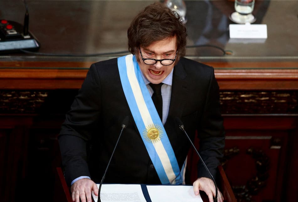 Javier Milei, apertura de sesiones ordinarias en el Congreso. Foto: Reuters/Matias Baglietto