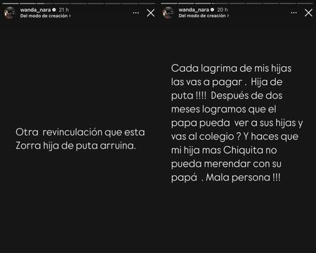 Wanda Nara contra la China Suárez. Foto captura INSTAGRAM