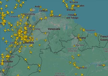 Muy poca actividad en el espacio aéreo de Venezuela.