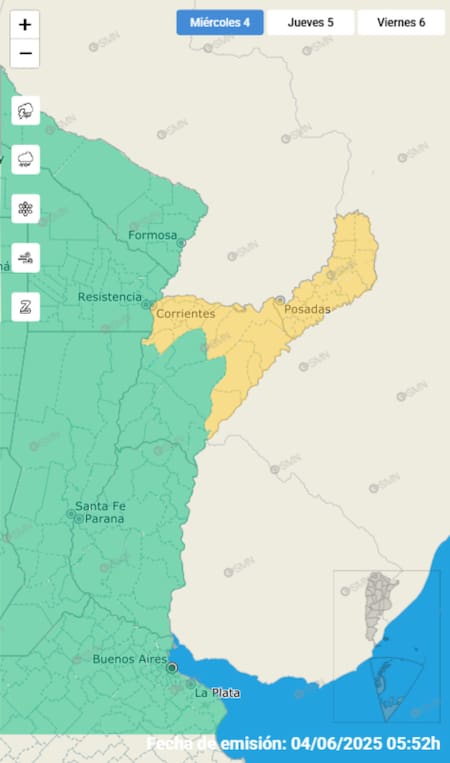 Alerta por tormentas en dos provincias. Foto: SMN.