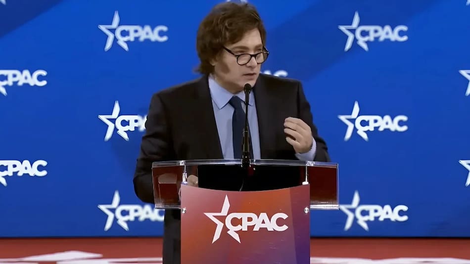El presidente argentino, Javier Milei, en la Conferencia de Acción Política Conservadora.