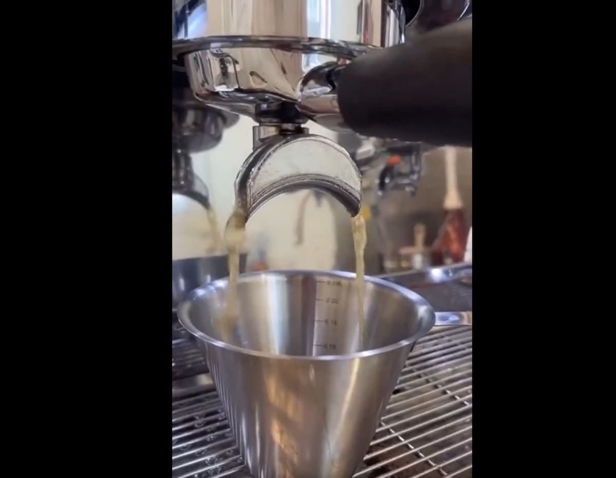 Preparación de un mate cocido espresso que se volvió viral. Fotos: Capturas.