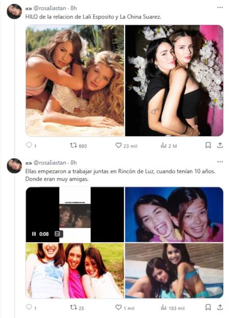 Lali Espósito y la China Suárez 1. Foto: X.