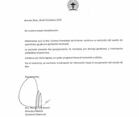 Parte médico de Cristina Kirchner
