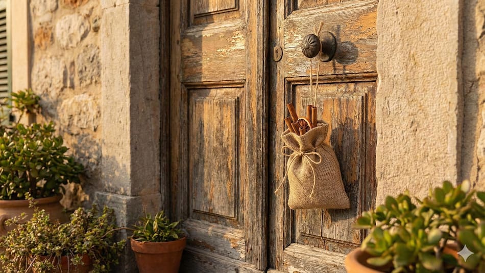 Bolsa de canela en la puerta