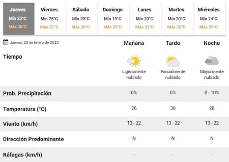 Vuelve la ola de calor a la Ciudad de Buenos Aires. Foto: SMN.