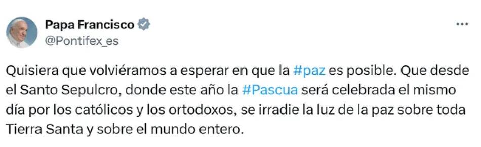El último mensaje del Papa en redes sociales.