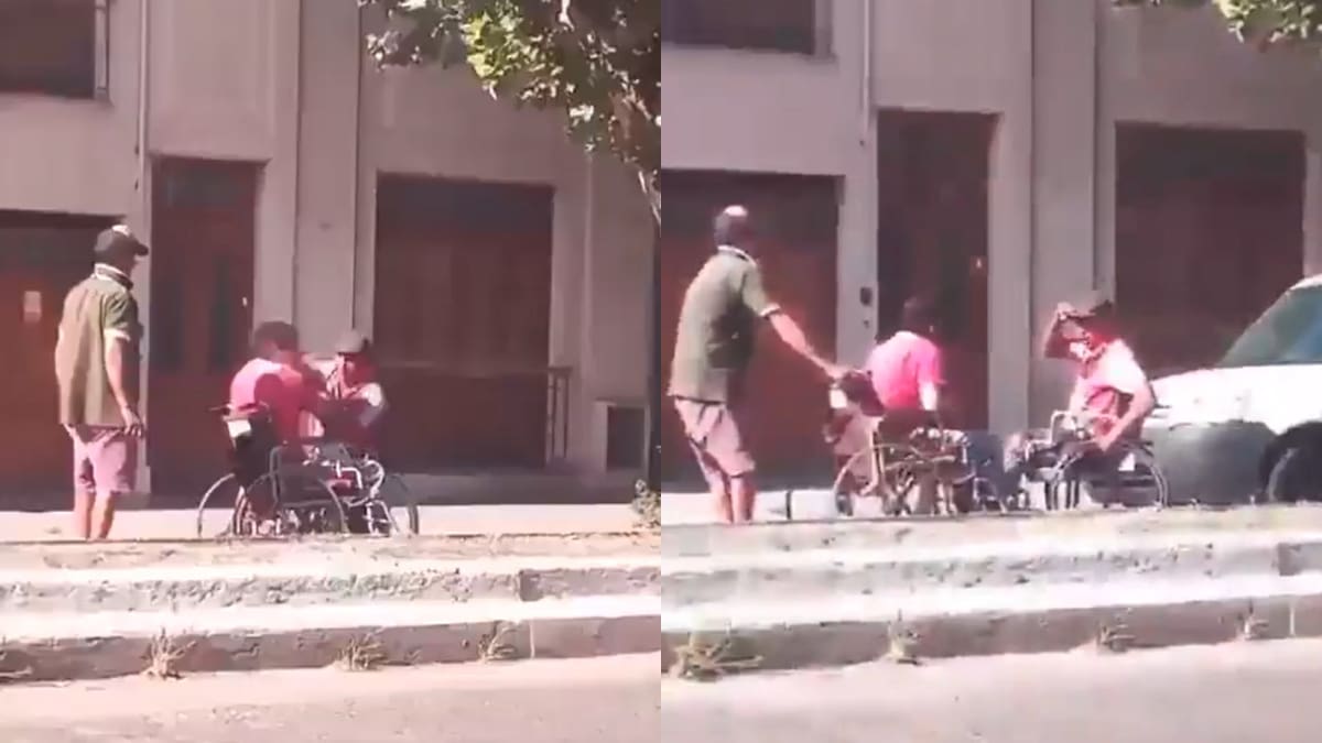 Insólito video viral: dos hombres en silla de ruedas se agarraron a golpes en plena avenida en Tucumán