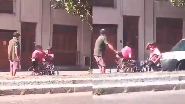 Insólito video viral: dos hombres en silla de ruedas se agarraron a golpes en plena avenida en Tucumán