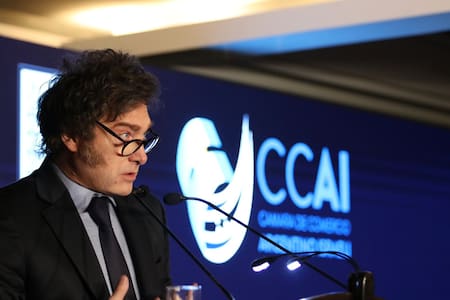 Javier Milei en el Encuentro Empresarial Argentina-Israel. Foto: Preisdencia