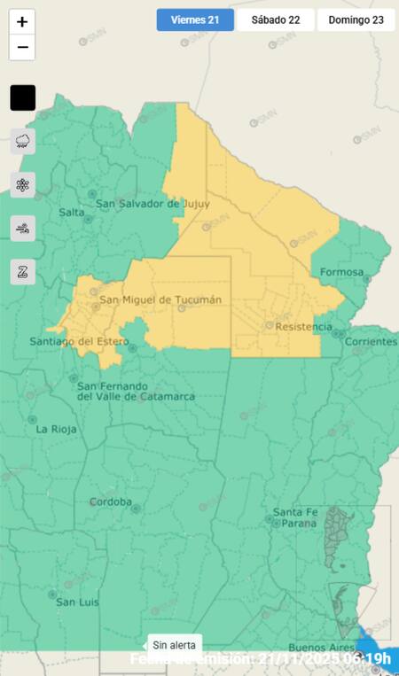 El Servicio Meteorológico Nacional activó una alerta por tormentas para varias provincias.