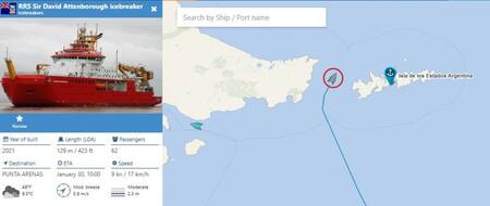 Un buque británico cruzó aguas argentinas. Foto: X @cesar_quezada