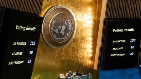 Votación de la Asamblea General de la ONU sobre un alto el fuego en Gaza. Foto: REUTERS.
