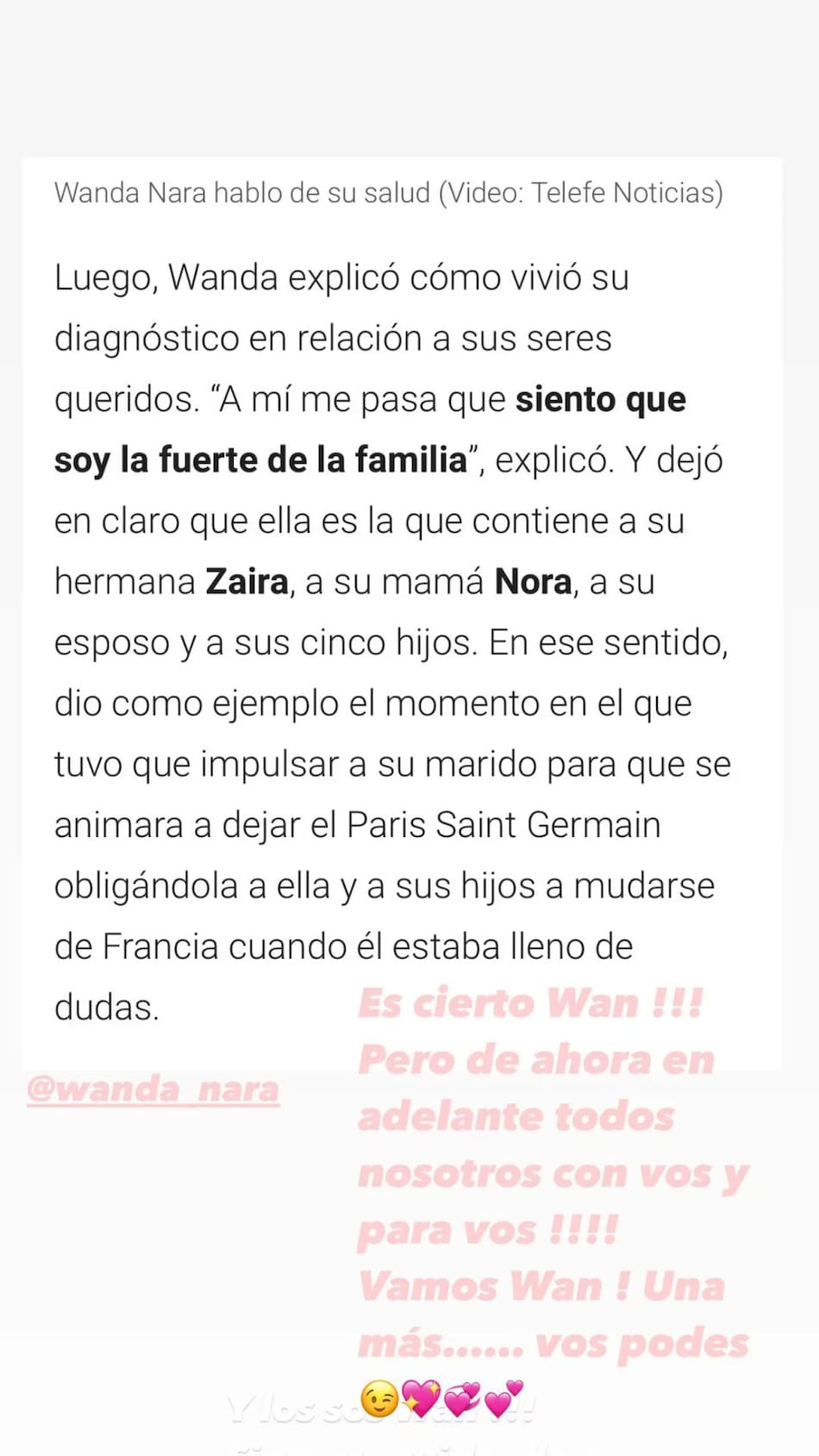 La historia de la madre de Wanda Nara. Foto: Instagram.