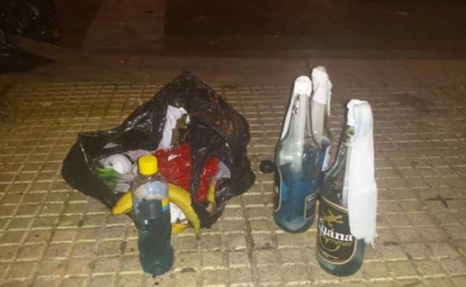 Bombas molotov incautadas a detenidos tras marcha por reforma previsional