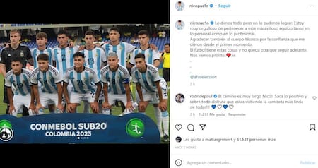 Posteo Nico Paz en Instagram