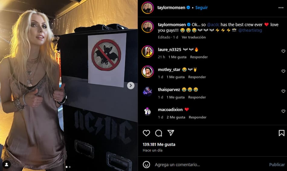 El posteo de la cantante. Foto: Instagram.