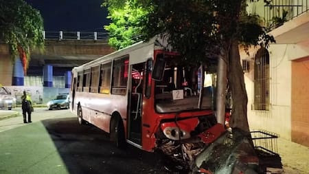 Un colectivo chocó contra un árbol en Parque Chacabuco. NA