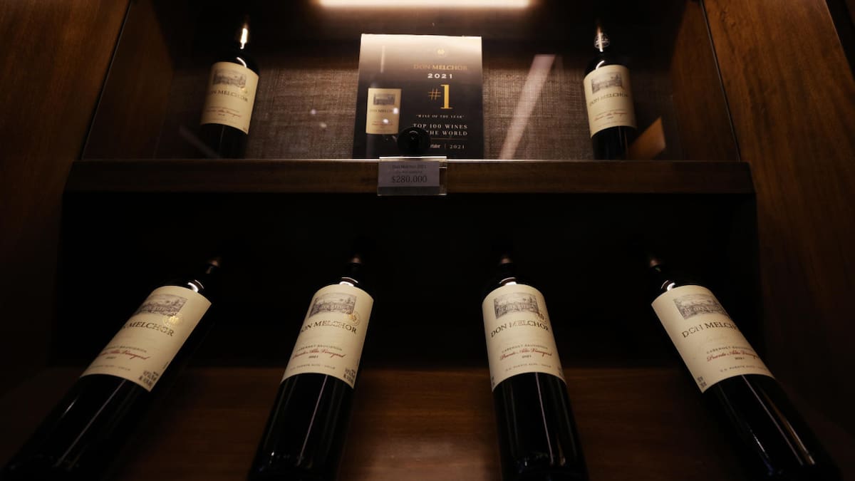 Don Melchor, el vino chileno coronado como el mejor del mundo y "protegido" por los Andes. Foto: EFE.