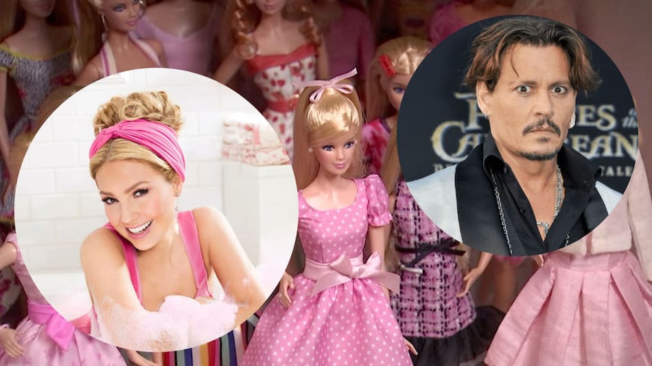 Las colecciones de Barbie de Thalía y Johnny Depp. Foto: Twitter.