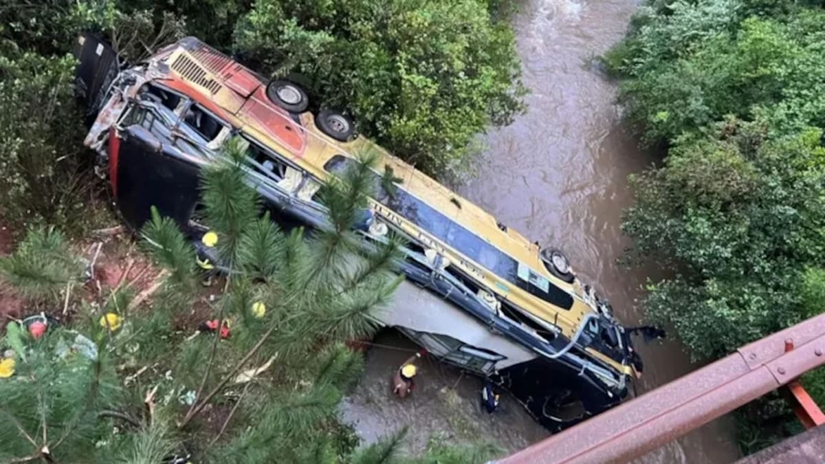 Tragedia en Misiones: así quedó el micro que cayó en un arroyo.
