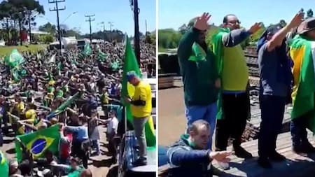 Saludo nazi de manifestantes de Bolsonaro. Foto: captura de video
