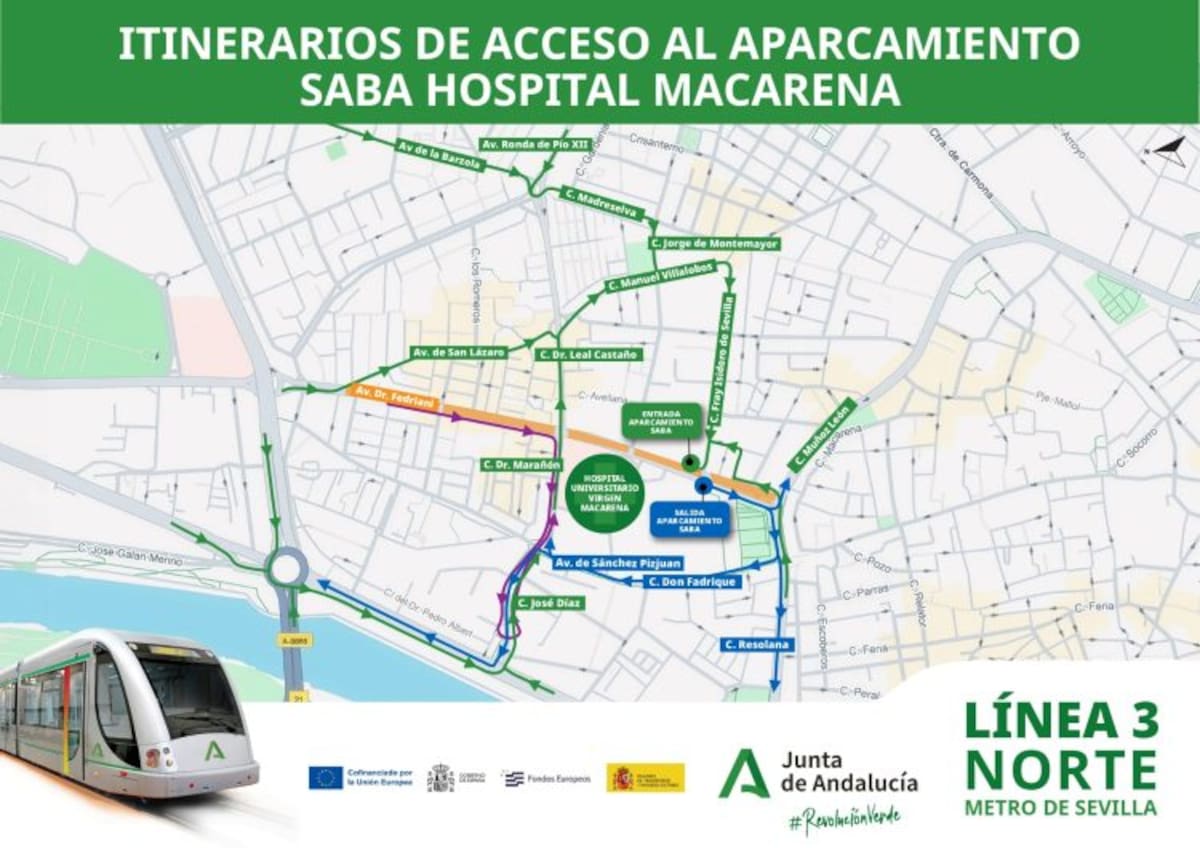 La obra incluye un túnel bajo el aparcamiento del Hospital Virgen Macarena y prevé finalizar en 2030.