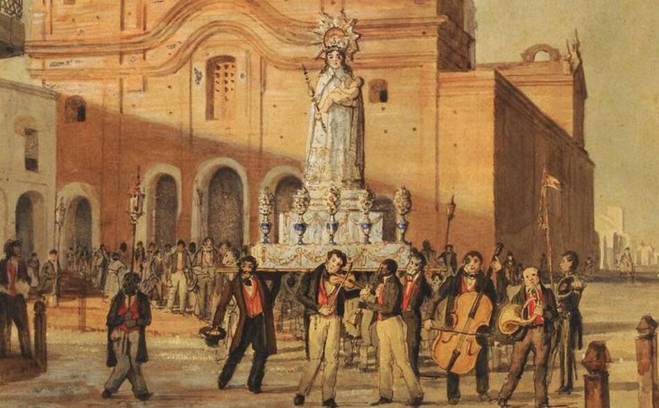 El templo a mediados del siglo XIX, por Charles Pellegrini.
