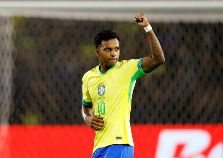 Festejo de Rodrygo para Brasil ante Ecuador por Eliminatorias. Foto: REUTERS.