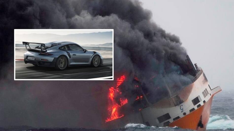 El 911 GT2 RS, incendio de buque
