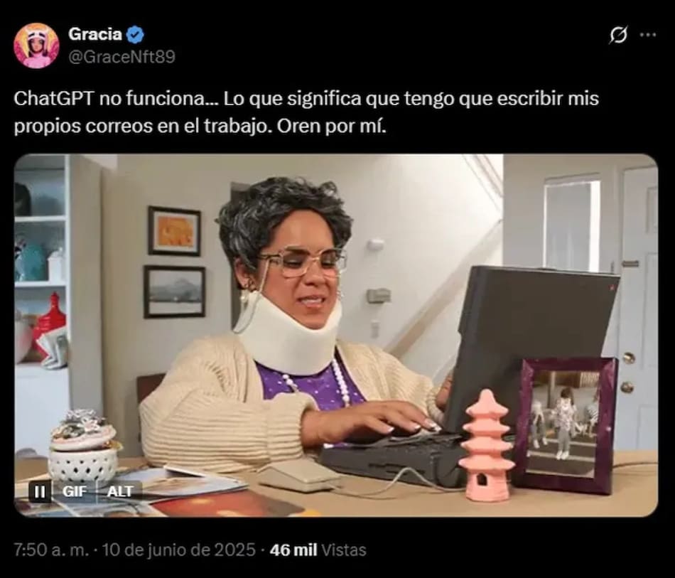 Memes por la caída del ChatGPT. Foto: X.