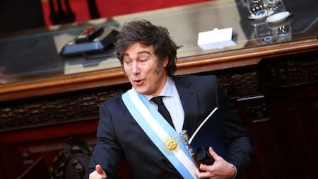 Javier Milei presentó el Presupuesto 2025 en el Congreso. Foto: Reuters