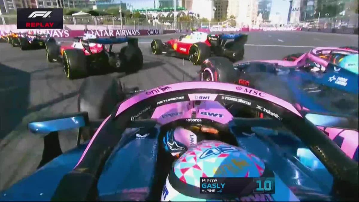 Accidente de Franco Colapinto y Pierre Gasly en el Gran Premio de Azerbaiyán.