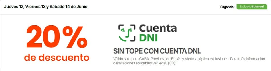 Descuento del 20% con Cuenta DNI en ChangoMás. Foto: Captura.